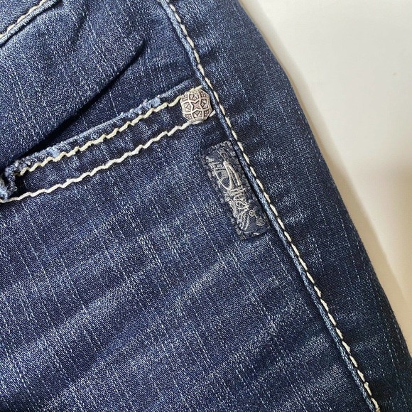 Silver Suki Jeans Sz 25 X 33 Straight Jeans Blend Western Equestrian Cowgirl - Picture 9 of 10